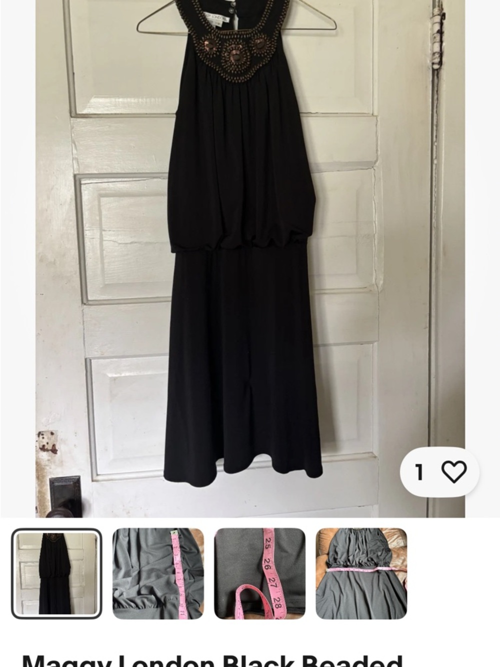 Maggy London Black Beaded Halter Mini Dress